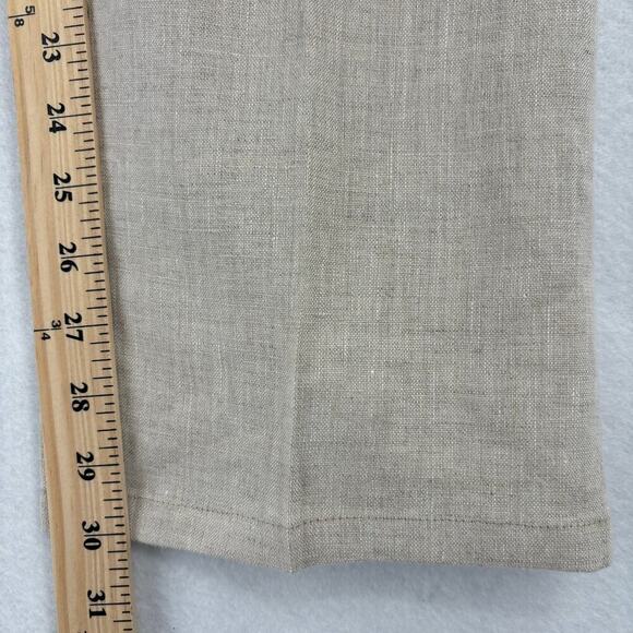 Vivid 100% Linen High Rise Trouser Pants Straight Leg Beige Women's Size 4 - Picture 11 of 12